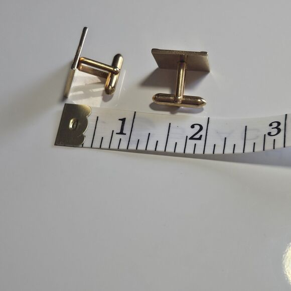 *Sale* Vintage Cuff Link Pair Gold Tone Metal King Crown Center Mens Jewelry - Picture 4 of 9